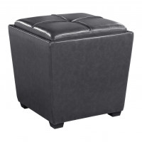 OSP Home Furnishings RCK361-PD26 Rockford Storage Ottoman in Pewter Faux Leather